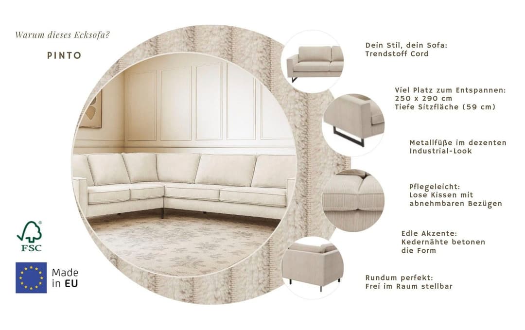 Home affaire Ecksofa Pinto | Beige