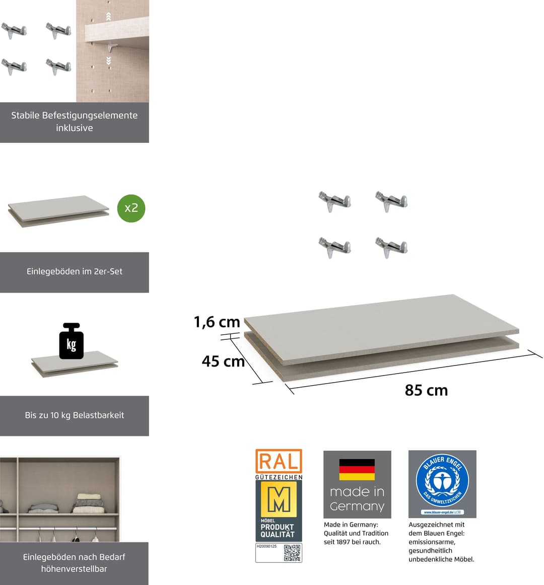 rauch Einlegeboden Zubehör für Rauch-Schwebetürenschränke BLUE | Beige