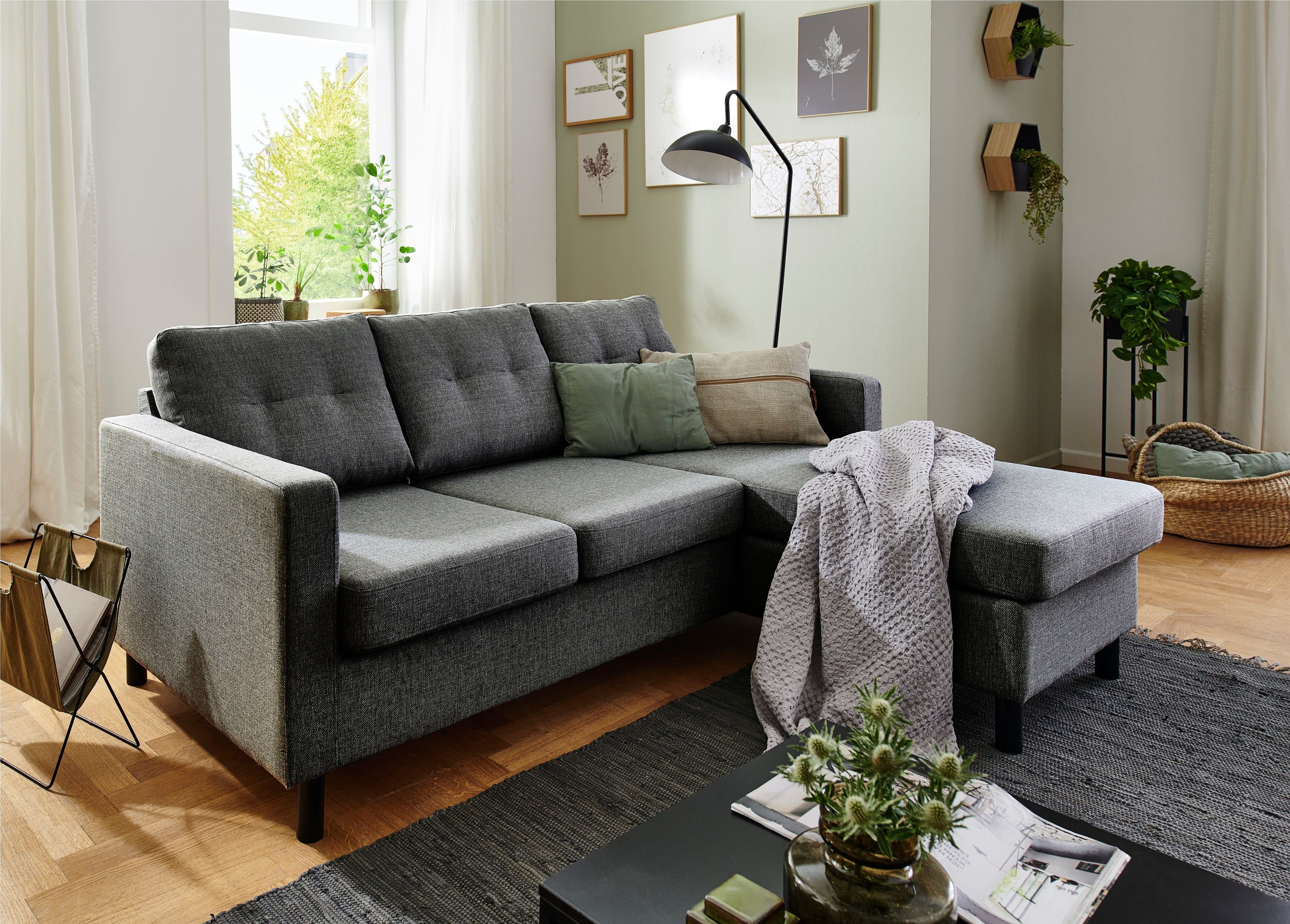 ATLANTIC home collection Ecksofa Tea L-Form | Grau