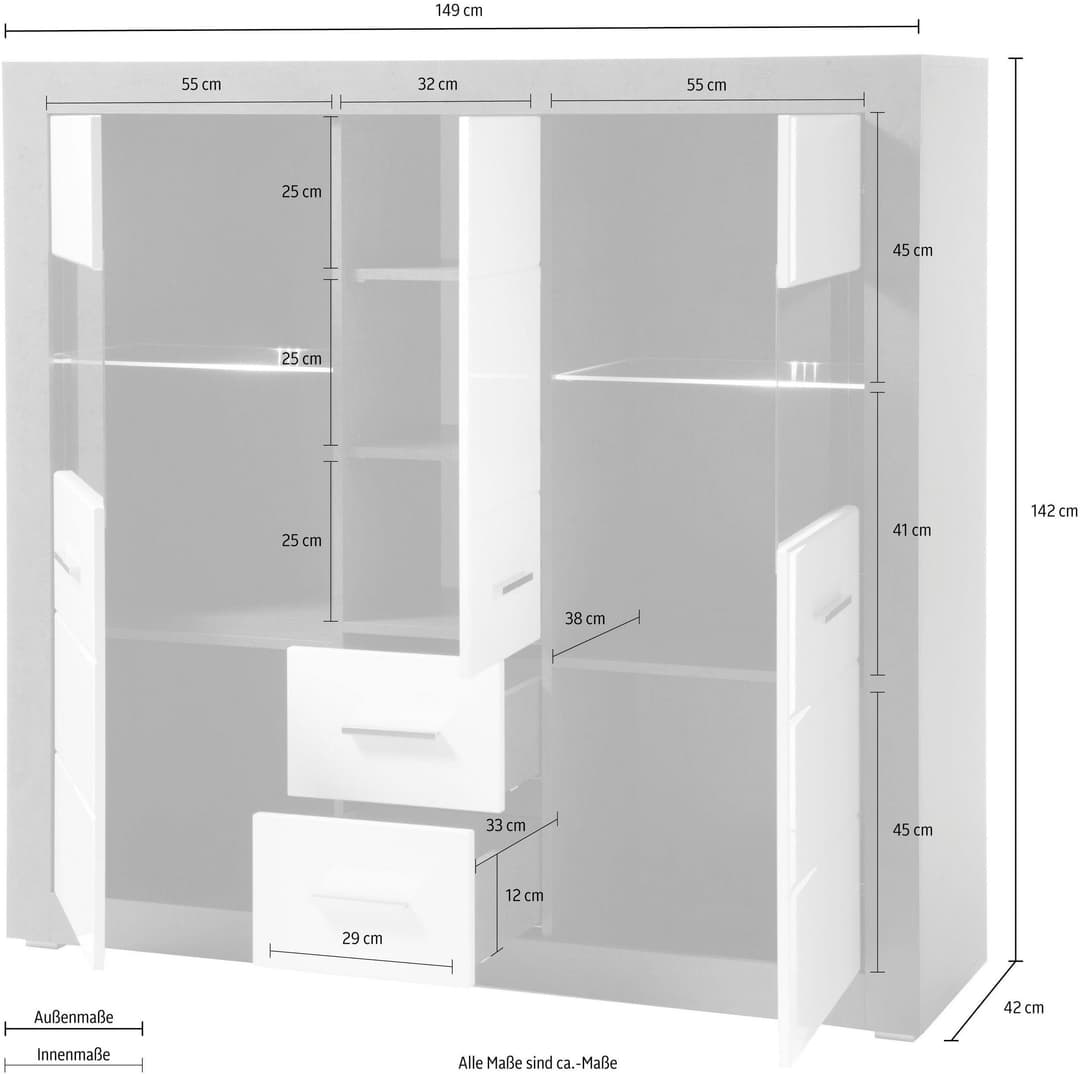 Home affaire Highboard Etero | Weiß
