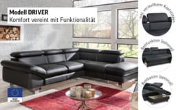 COTTA Ecksofa Driver L-Form | Schwarz