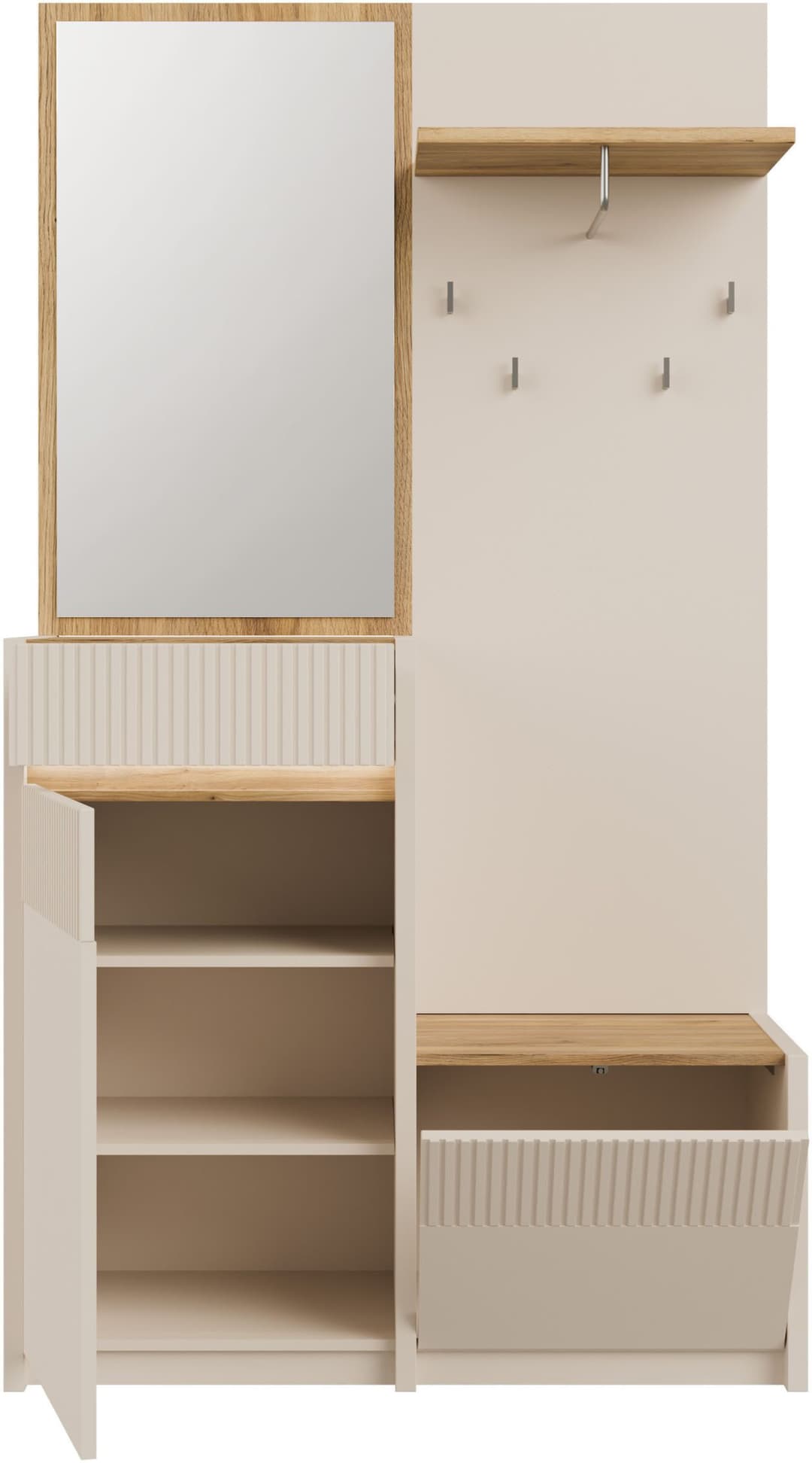 FORTE Oak Squere Kompaktgarderobe | Beige