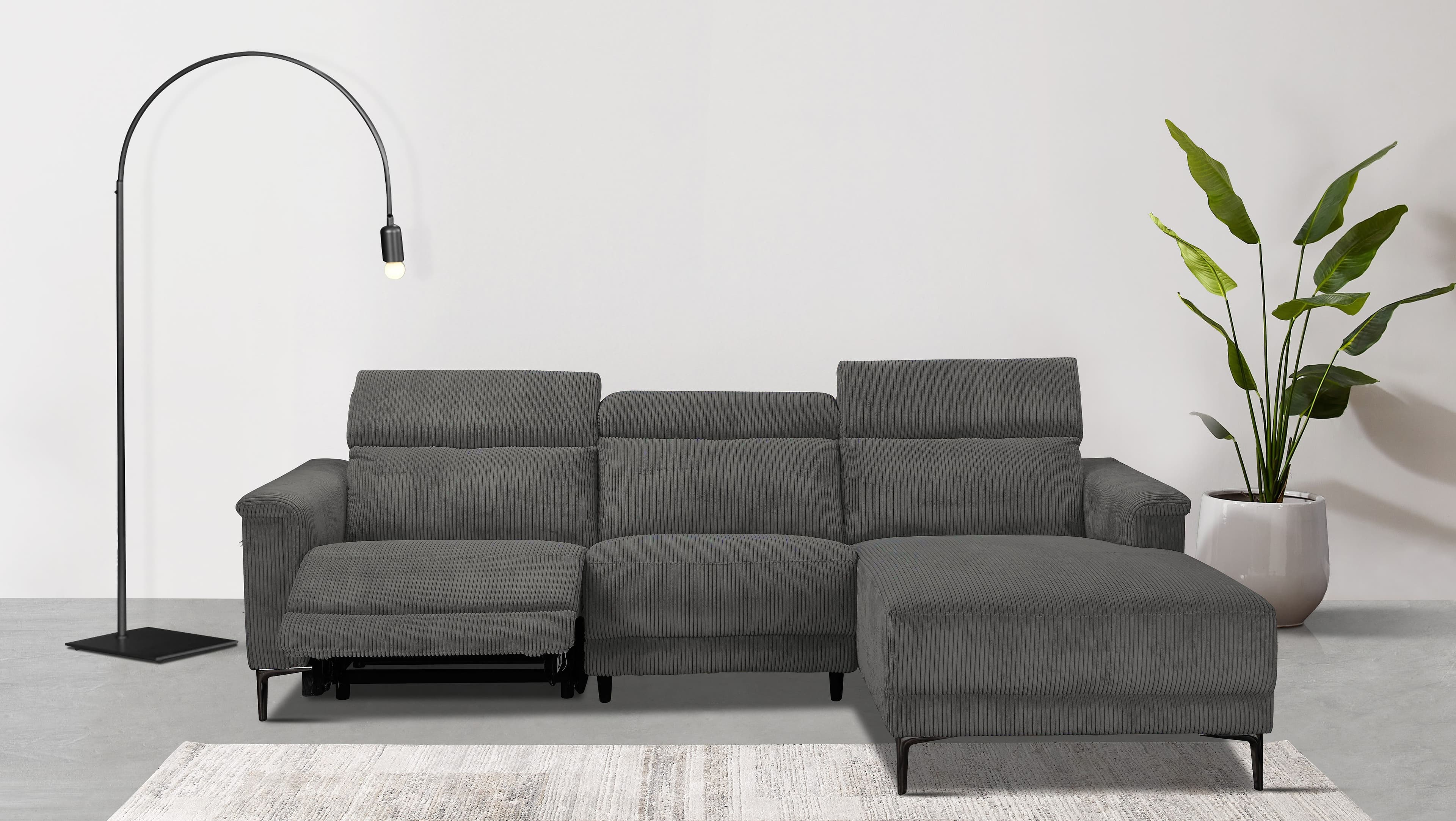 OTTO home Ecksofa LUND Cord | Grau