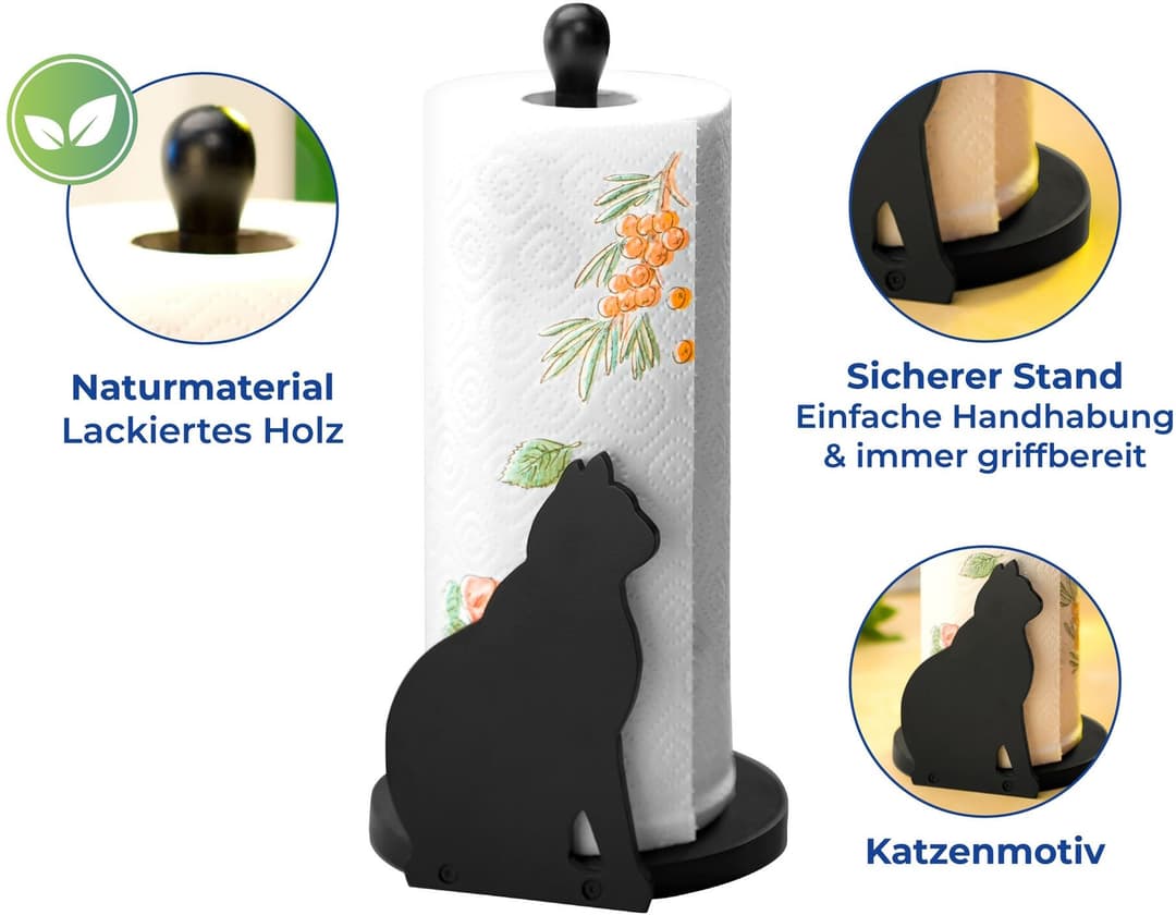 Maximex Küchenrollenhalter Katze | Schwarz
