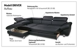 COTTA Ecksofa Driver L-Form | Schwarz