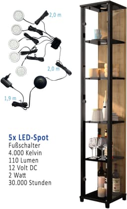 fif möbel Vitrine OPTIMA | Schwarz