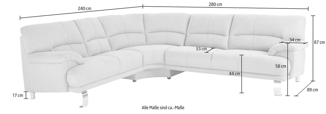 TRENDMANUFAKTUR Ecksofa Cecilia II | Grau