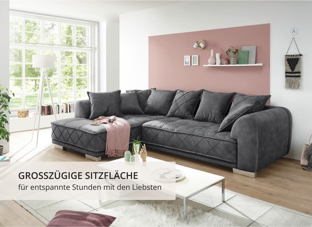 ED EXCITING DESIGN Ecksofa Sentina | Grau