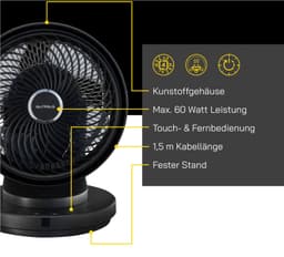 Gutfels Tischventilator VT 66566 sw | Schwarz
