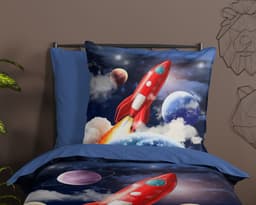 PURE luxury collection Kinderbettwäsche Rocket | Blau
