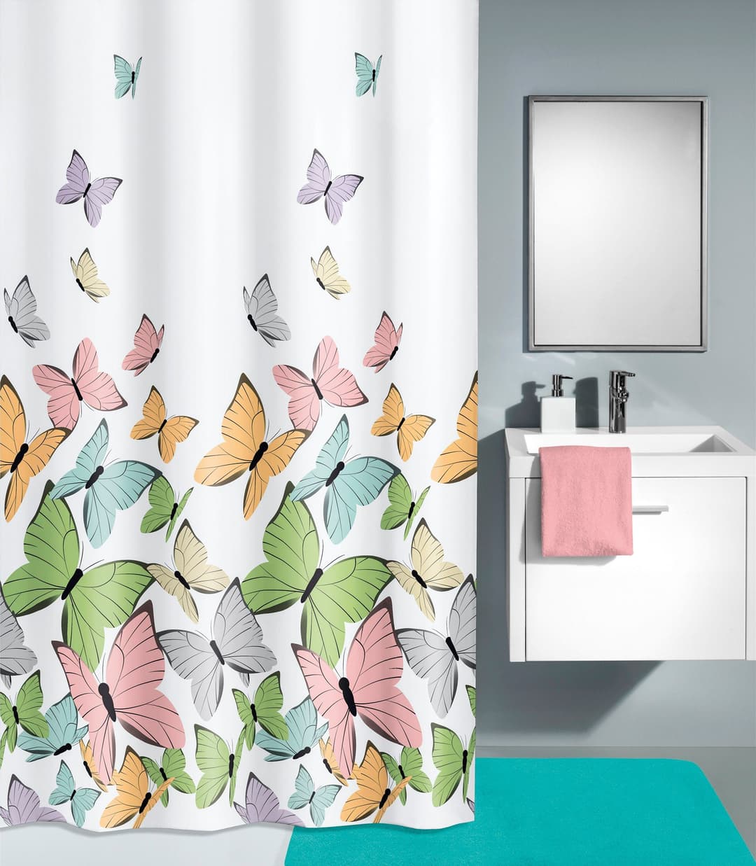 Kleine Wolke Duschvorhang Butterflies | Mehrfarbig