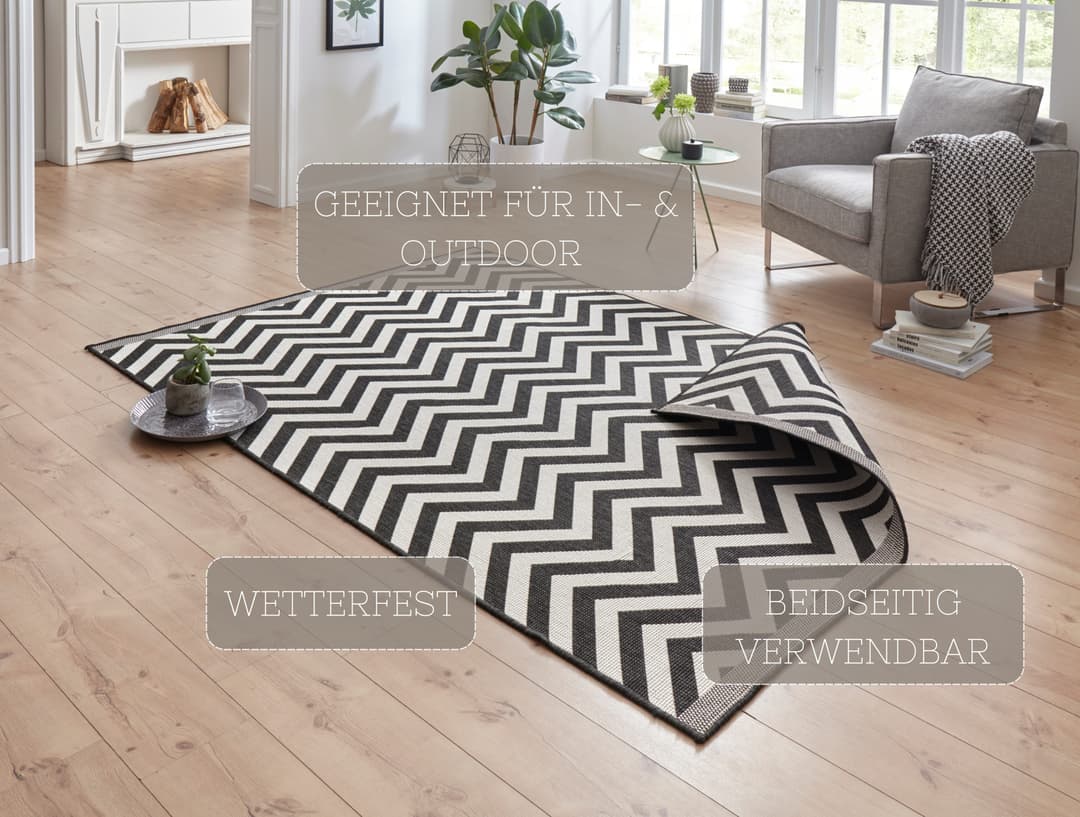 HANSE Home Teppich Palma Wendeteppich | Schwarz