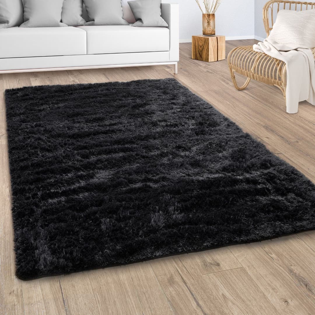 Paco Home Hochflor-Teppich Silky 591 | Schwarz