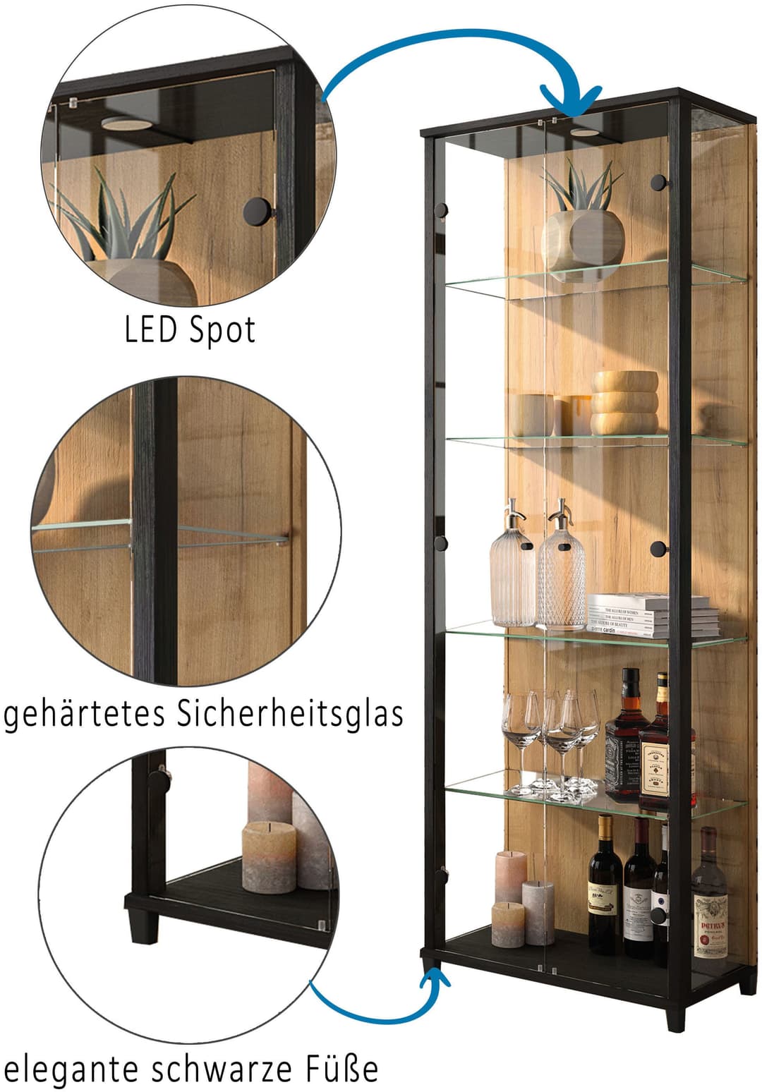 fif möbel Vitrine OPTIMA | Braun