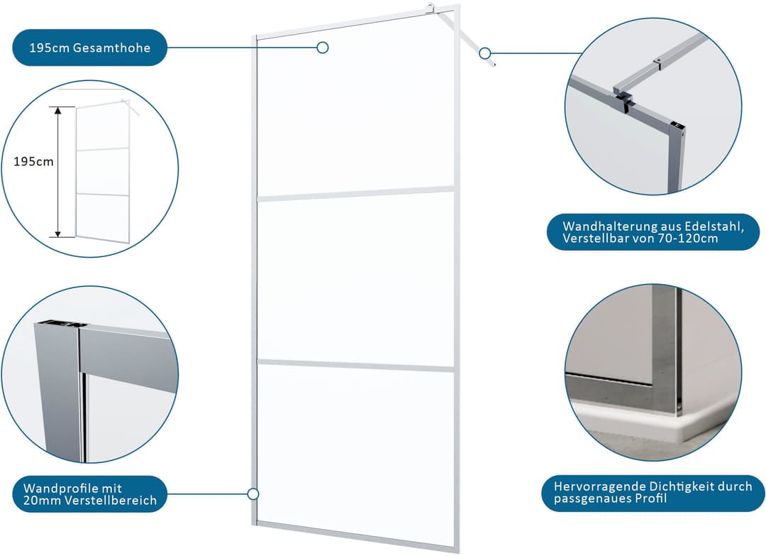 welltime Walk-in-Dusche | Silber