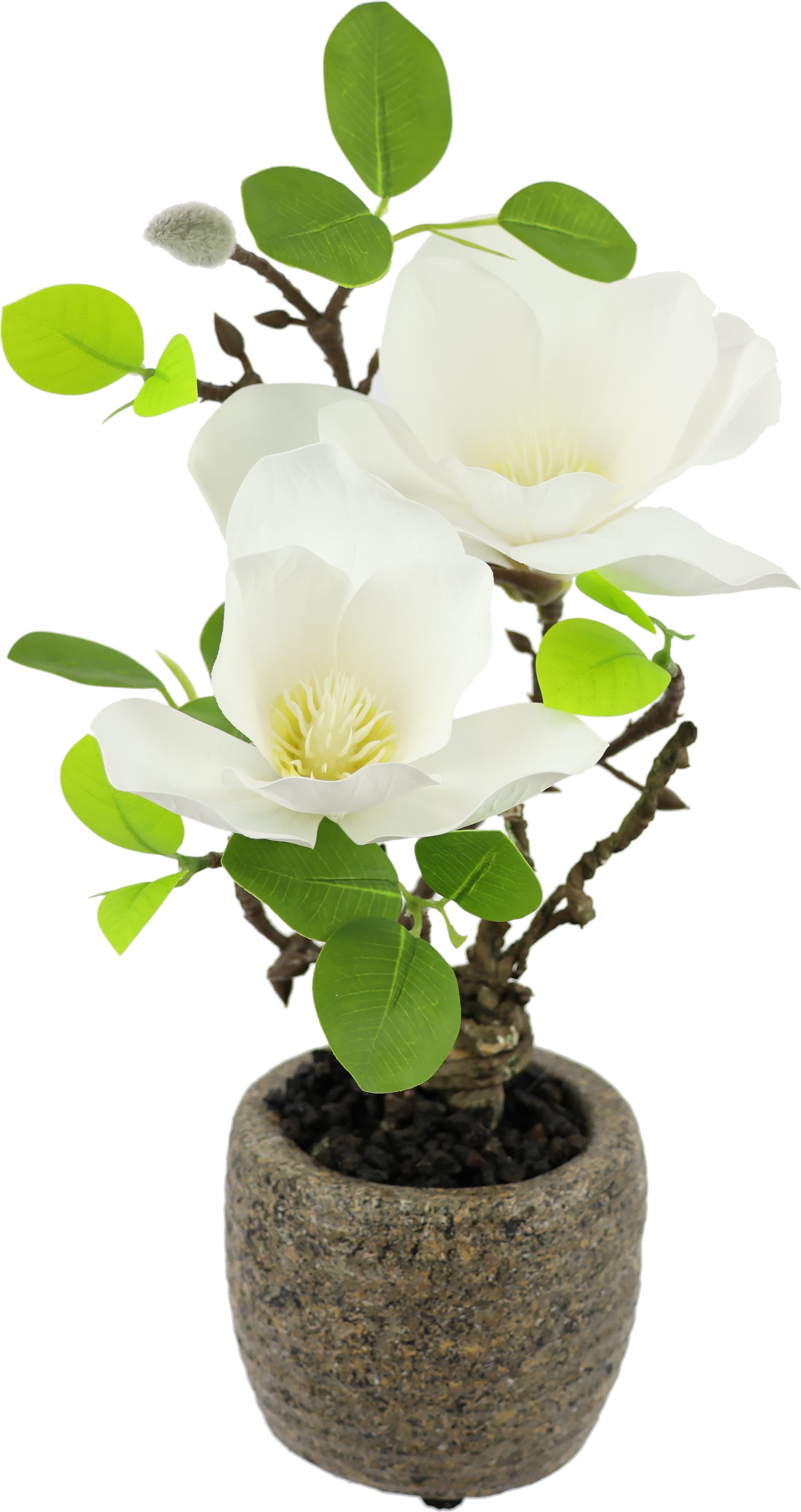Kunstblume Magnolie im Topf | Weiß