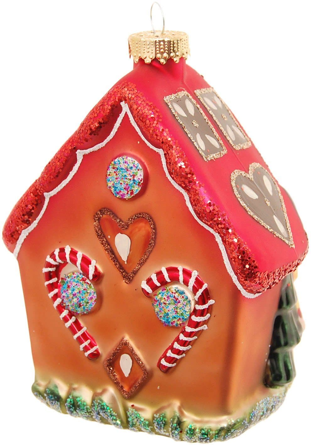 Krebs Glas Lauscha Lebkuchenhaus mit Hexe, Hänsel & Gretel
