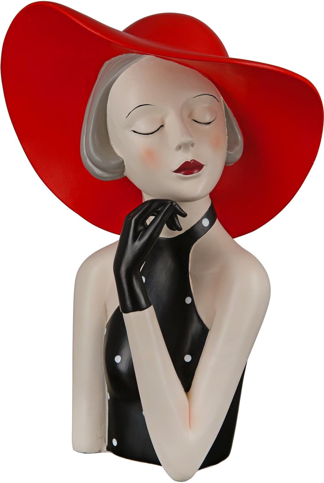 GILDE Dekofigur Lady mit rotem Hut | Rot