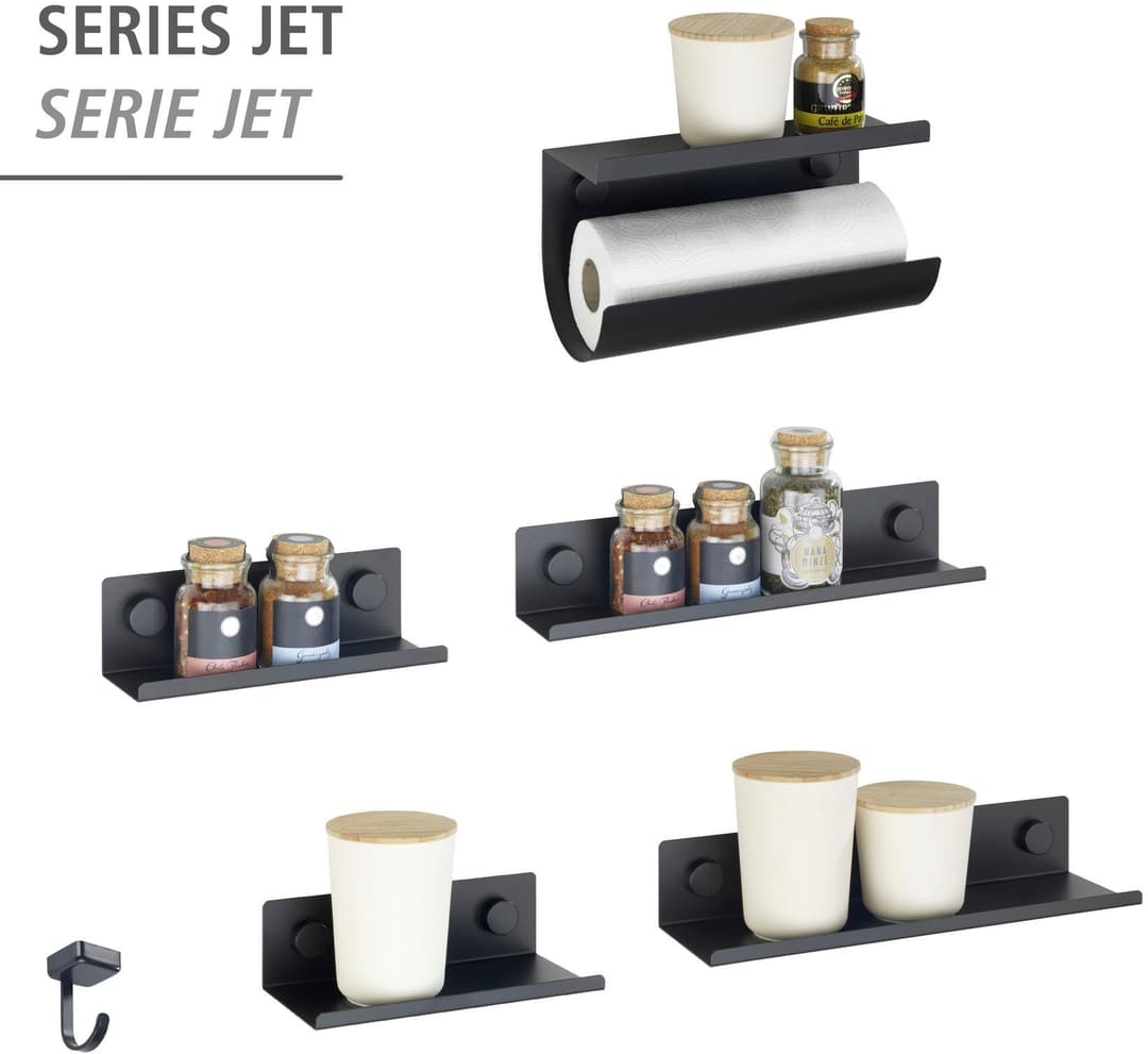 WENKO Wandhaken Modell Jet | Schwarz