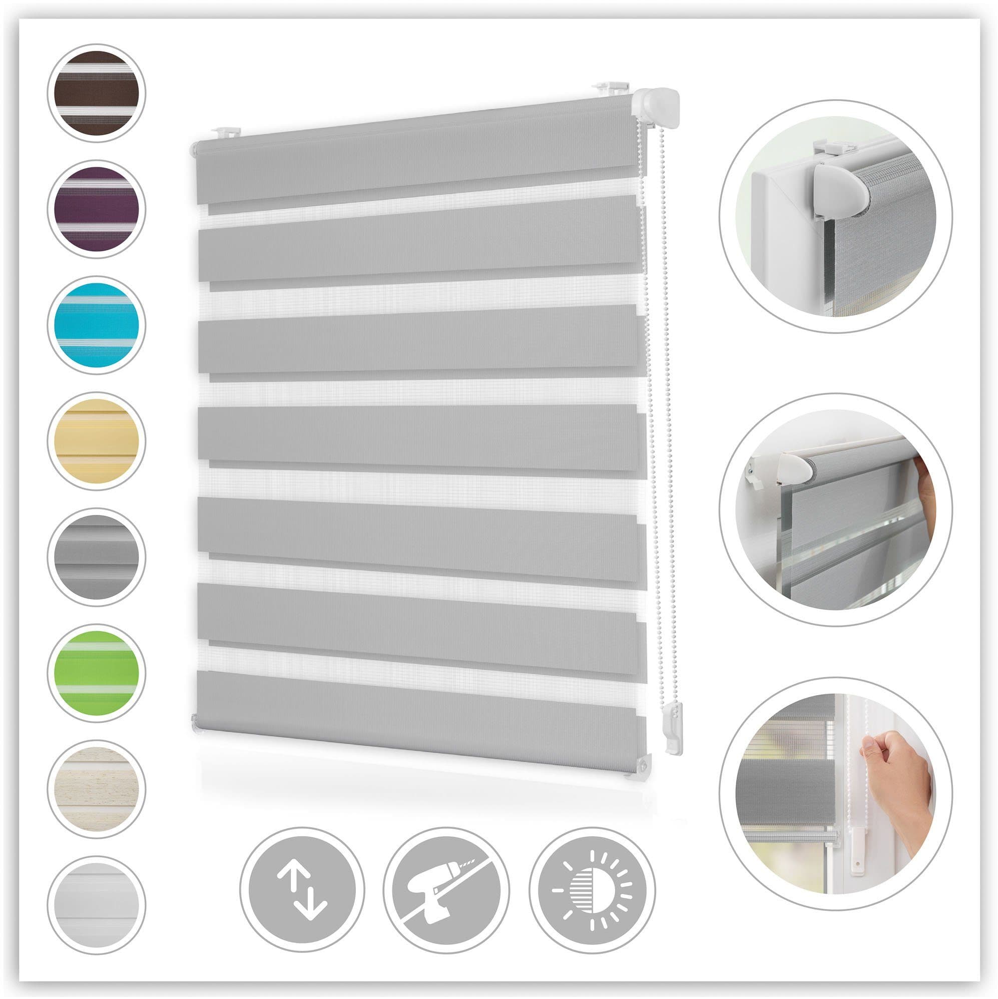 Doppelrollo Duo Rollo Klemmfix | Grau