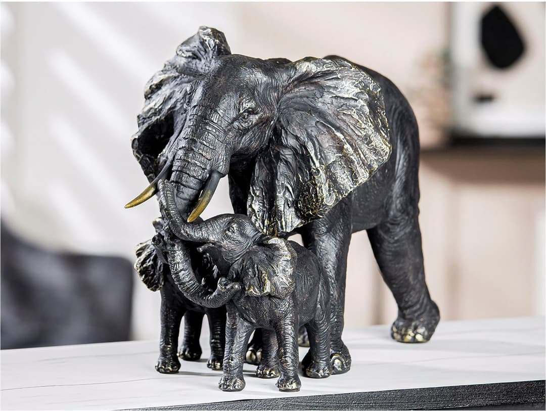 Casablanca by Gilde Elefantenfamilie Figur | Schwarz