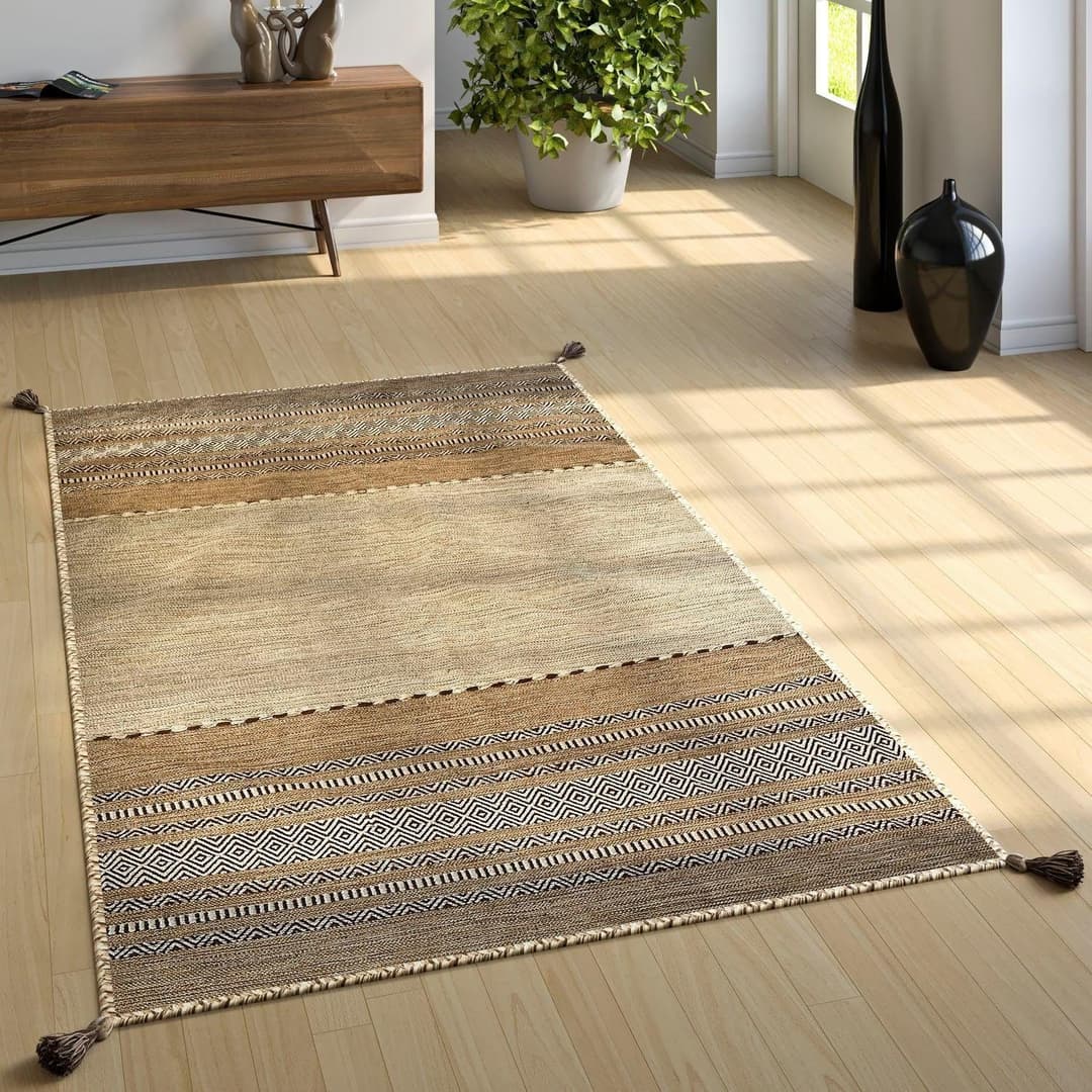 Paco Home Teppich Kilim 217 | Beige