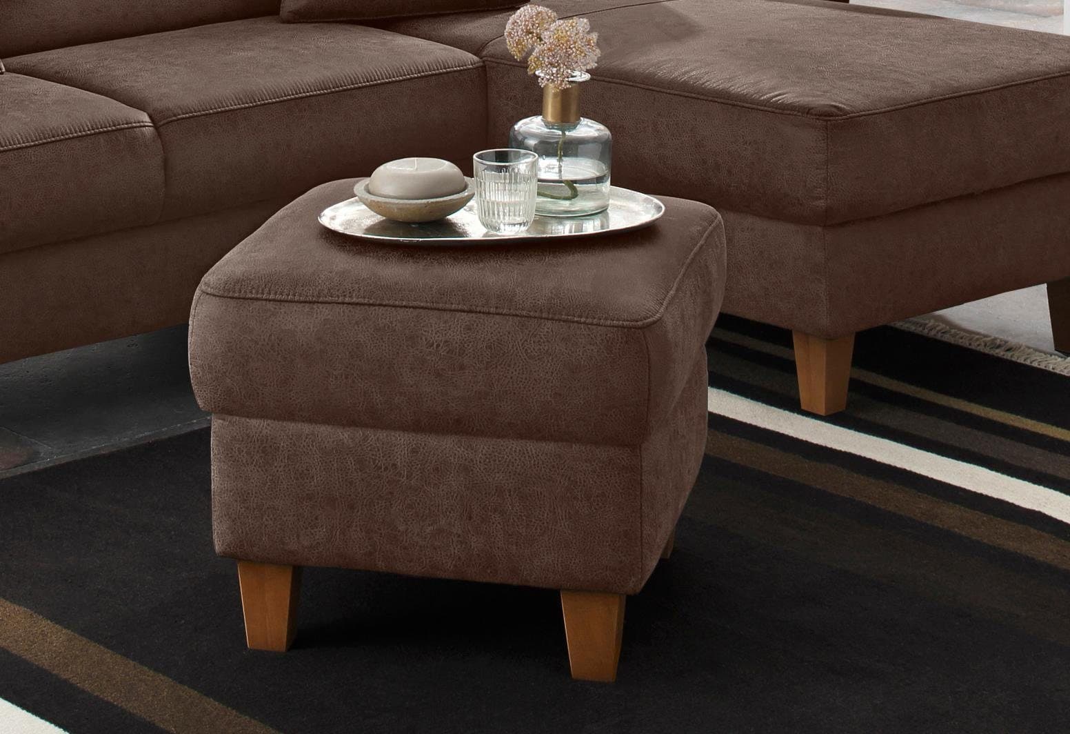 Home affaire Polsterhocker Palmera | Braun
