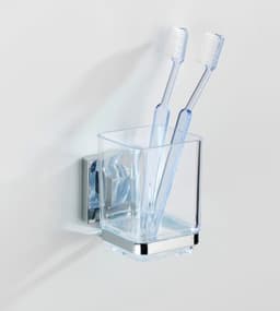 WENKO Zahnputzbecher Vacuum-Loc® Modell Quadro | Schwarz