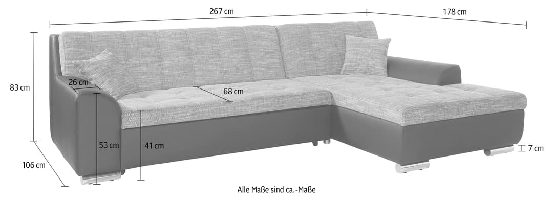 DOMO collection Ecksofa Treviso | Schwarz