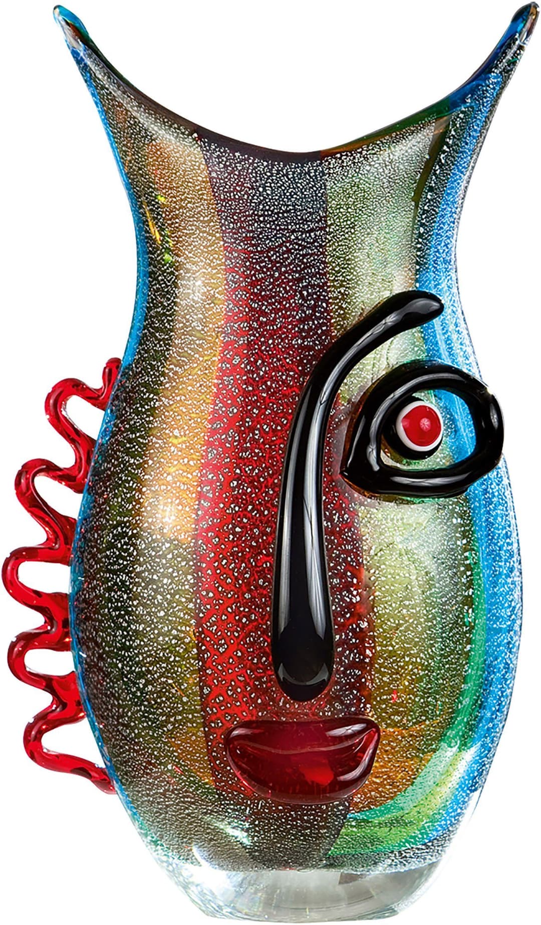 GILDE GLAS art Tischvase Red Vase | Mehrfarbig