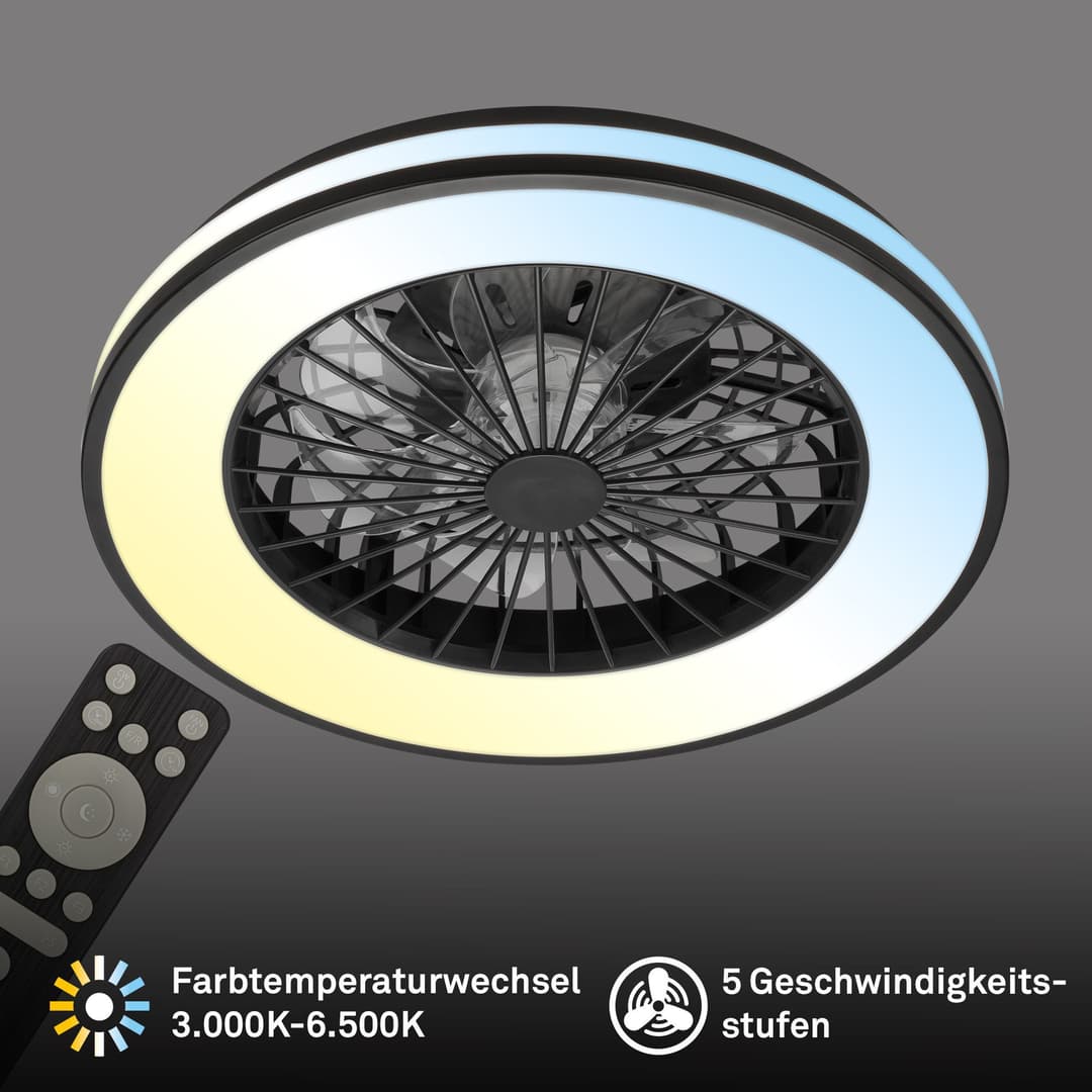 OTTO home Vivienna Deckenleuchte mit Ventilator | Schwarz