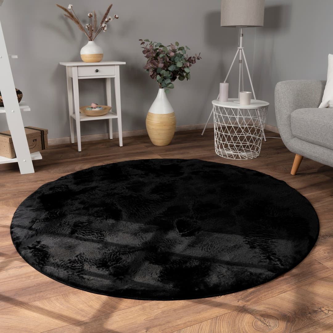 Paco Home Fellteppich Kunstfell Soft 380 | Schwarz