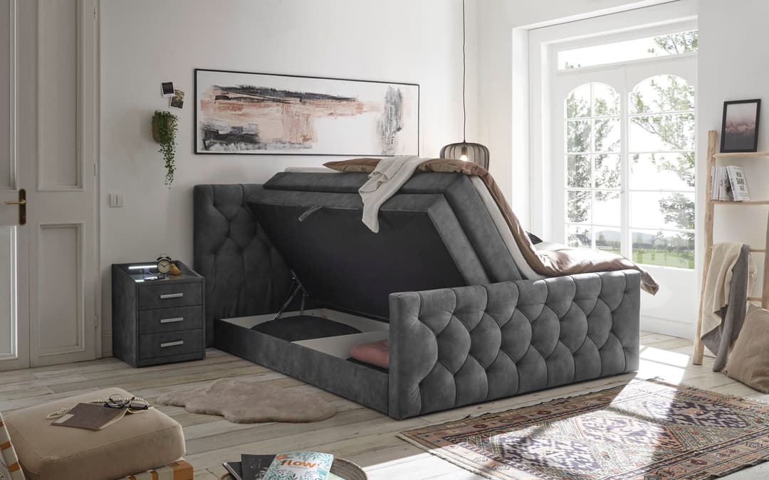 ED EXCITING DESIGN Boxspringbett "Cashfield" | Grau
