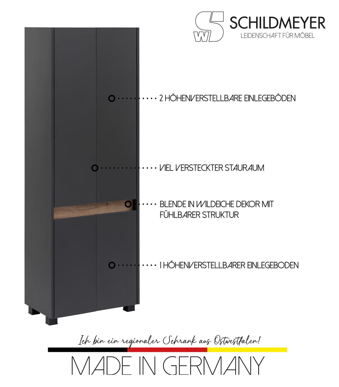 Schildmeyer Hochschrank Cosmo | Grau