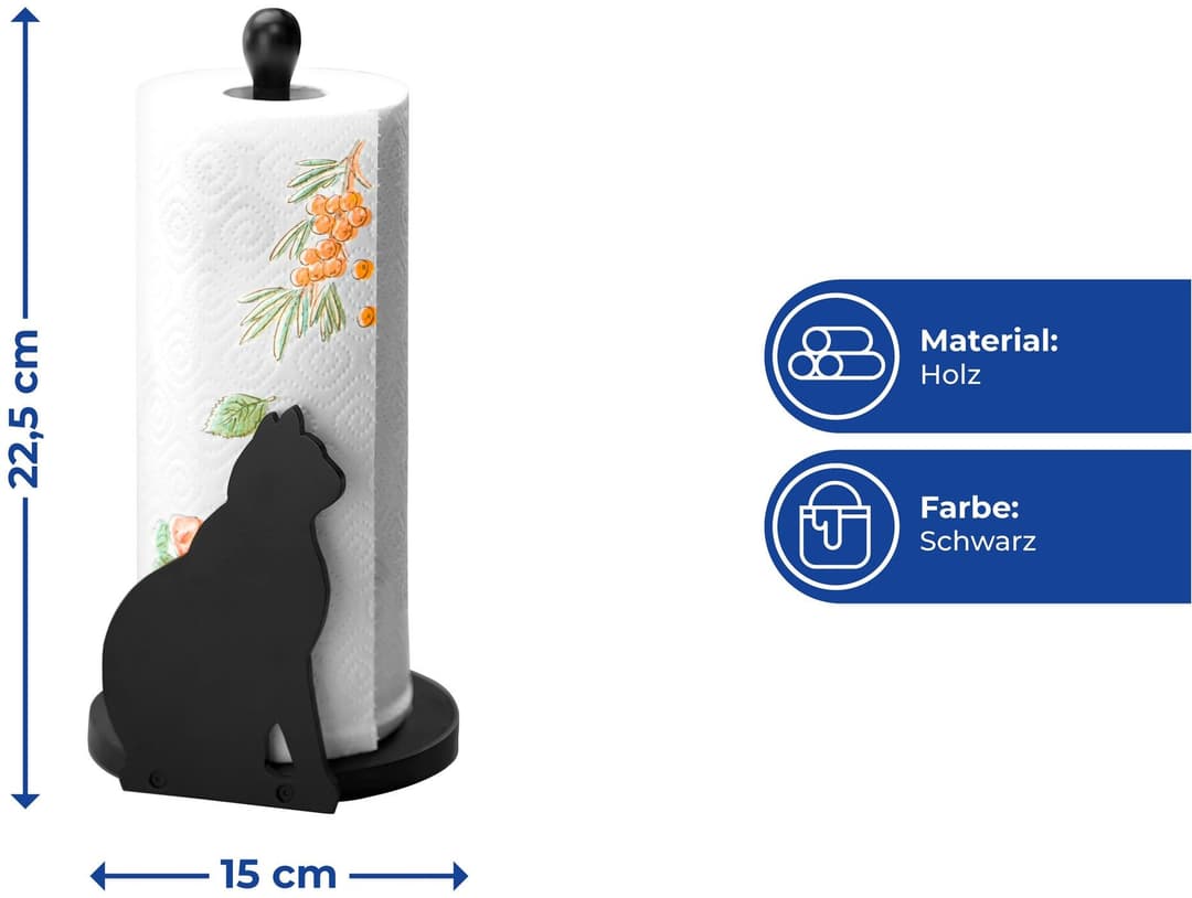 Maximex Küchenrollenhalter Katze | Schwarz