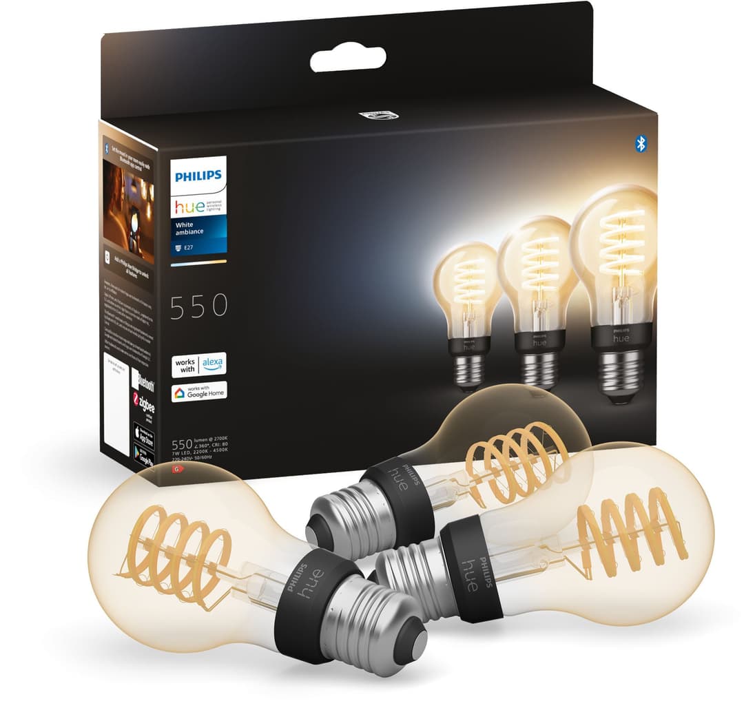 Philips Hue LED-Filament White Ambiance Dreierpack | Holztöne