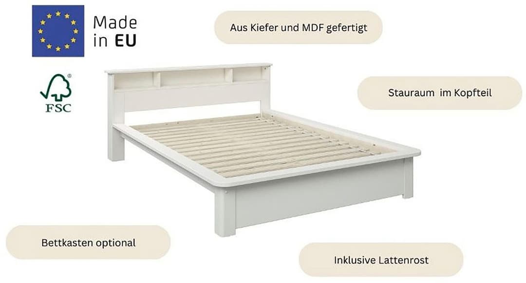 OTTO home KERO Massivholzbett | Weiß