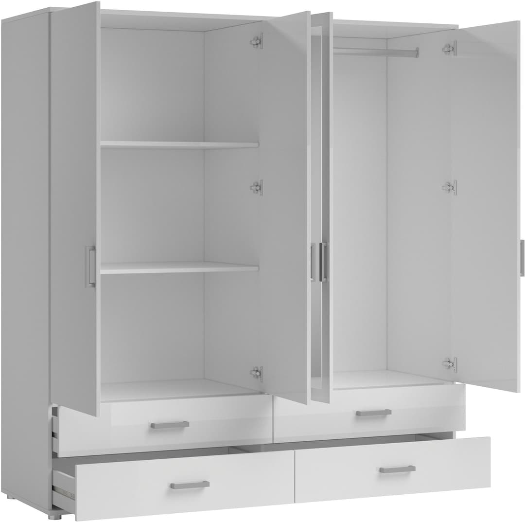 Schlafkontor Drehtürenschrank Ivar Kleiderschrank mit Spiegel | Weiß