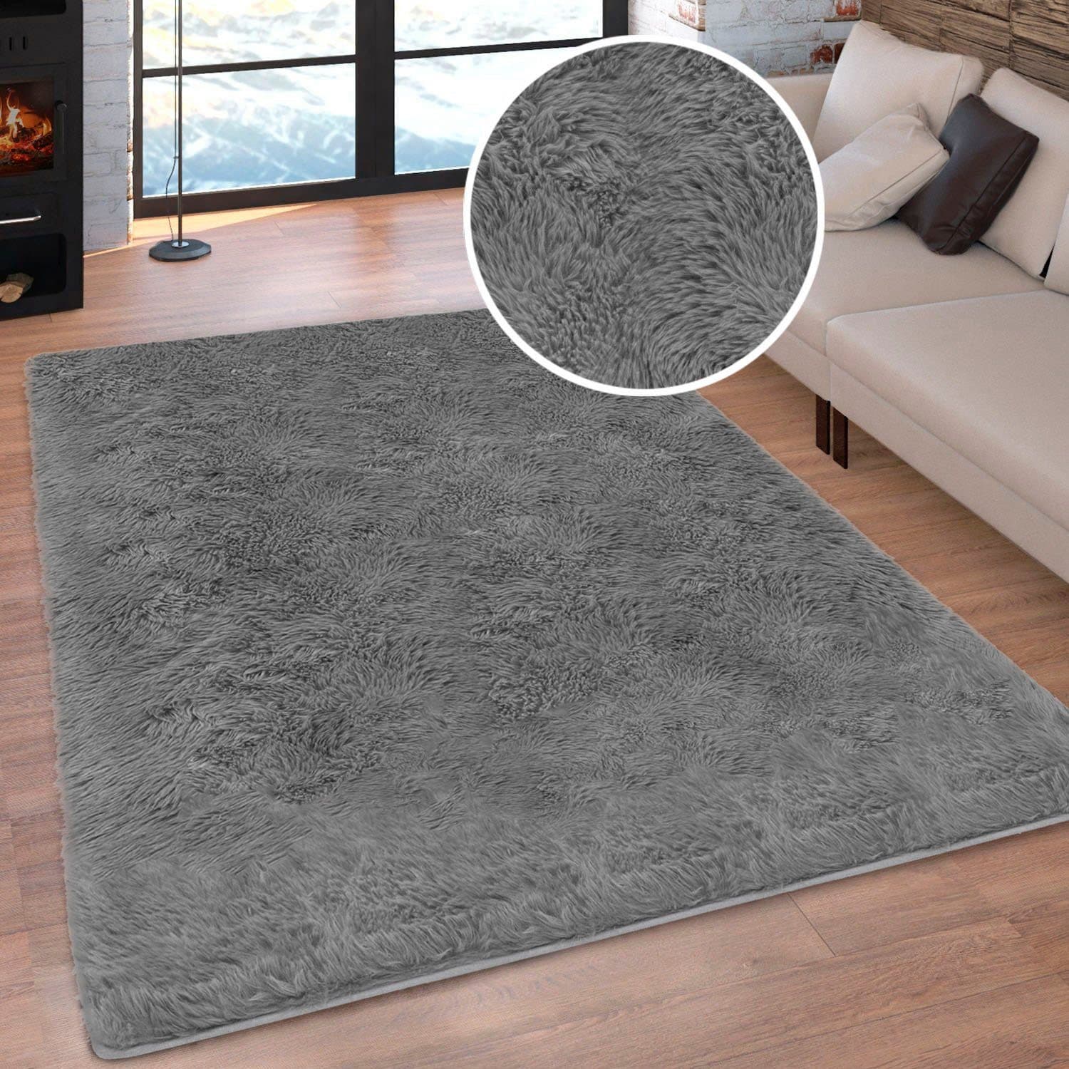 OTTO home Hochflor-Teppich Silky | Grau