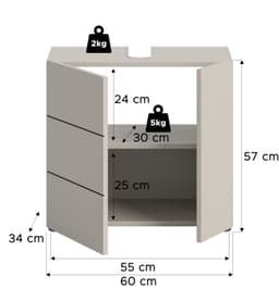 welltime Waschbeckenunterschrank BIEL | Beige