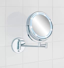 WENKO Wandspiegel Power-Loc LED Modell Lumi | Silber