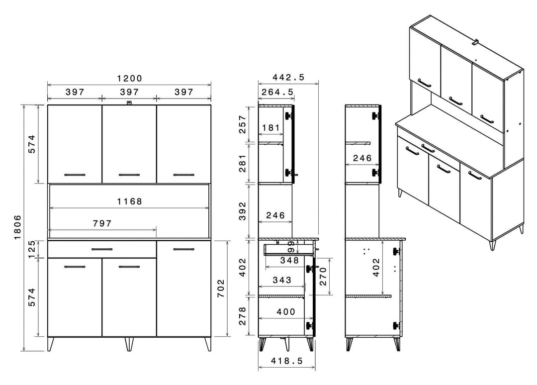 Parisot Malice 11 Buffet | Grau