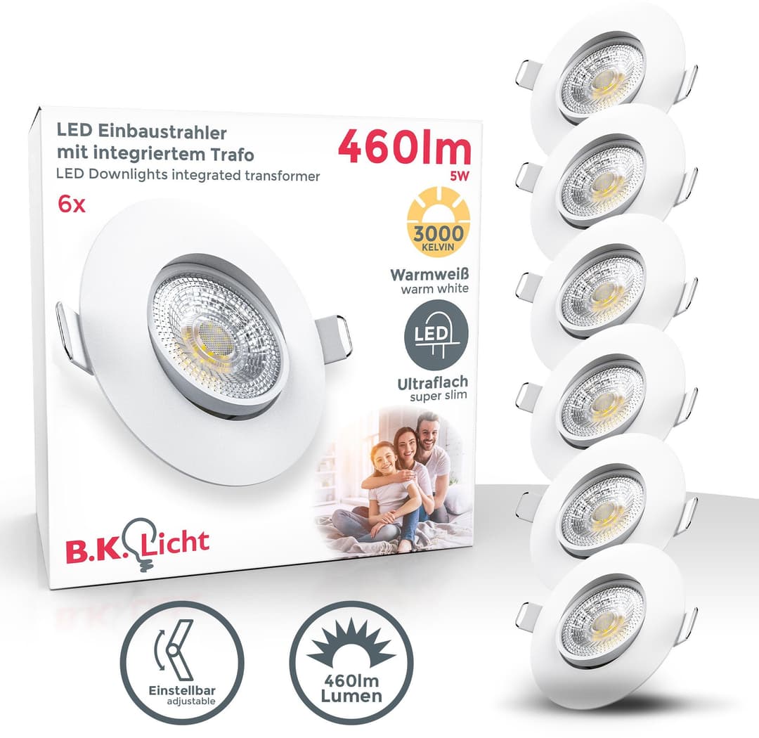 B.K.Licht LED Einbauleuchte 6er Set | Weiß