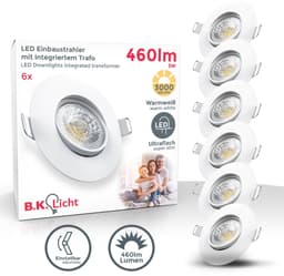 B.K.Licht LED Einbauleuchte 6er Set | Weiß