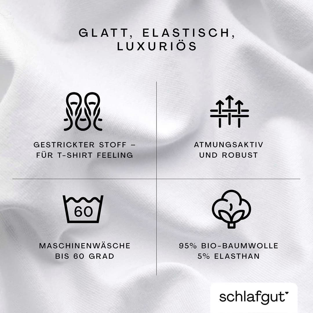 Schlafgut PREMIUM Mako-Zwirn-Jersey Spannbettlaken | Weiß
