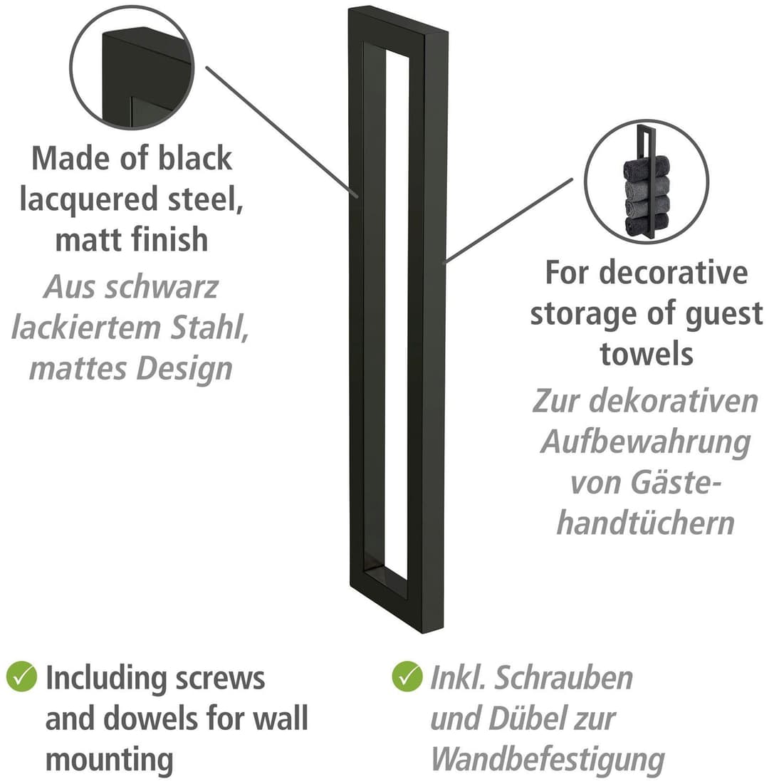 WENKO Handtuchhalter Reitani | Schwarz