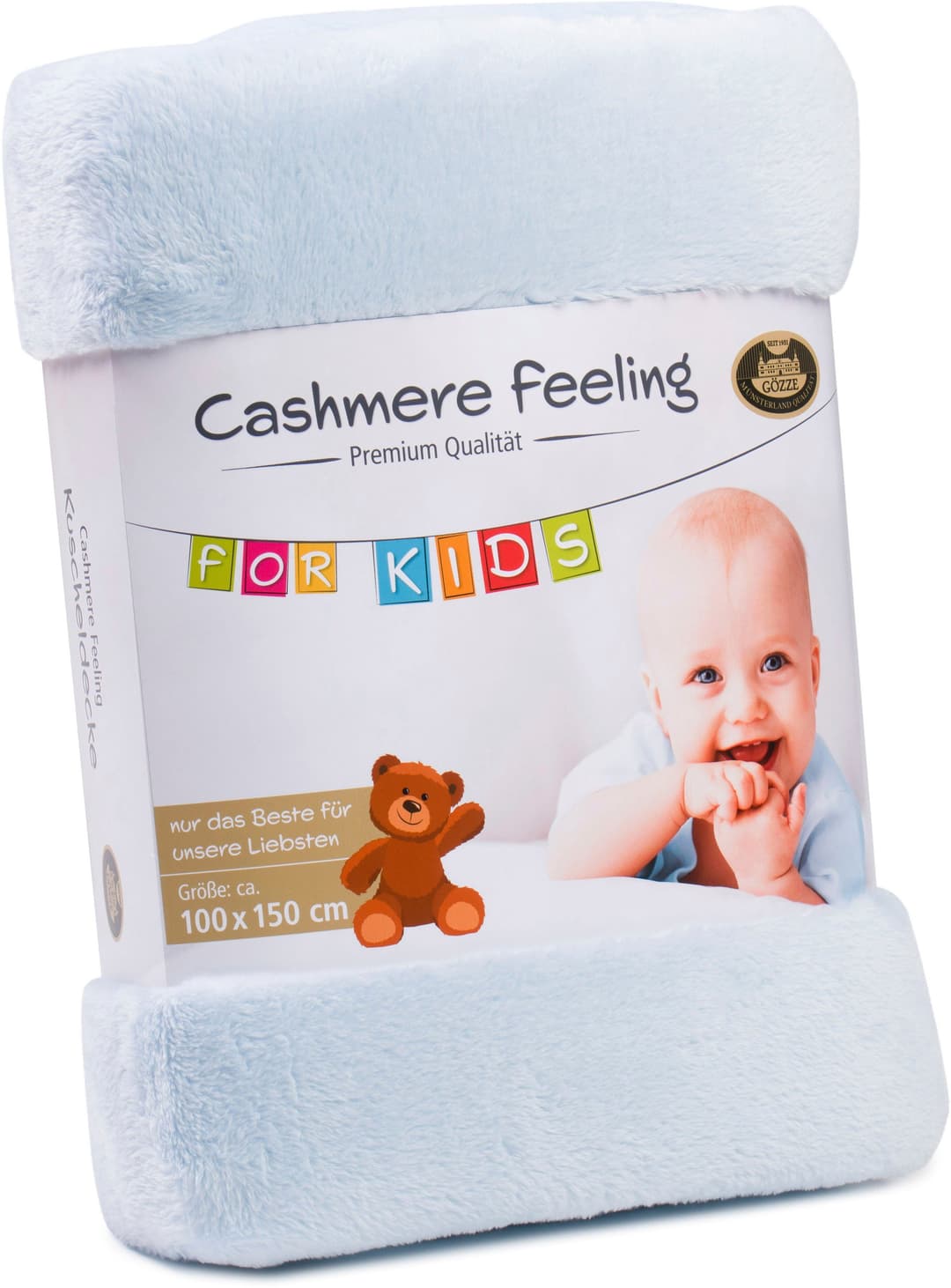 Kinderdecke Premium Cashmerefeeling, Gözze, kuschelig warm | Blau