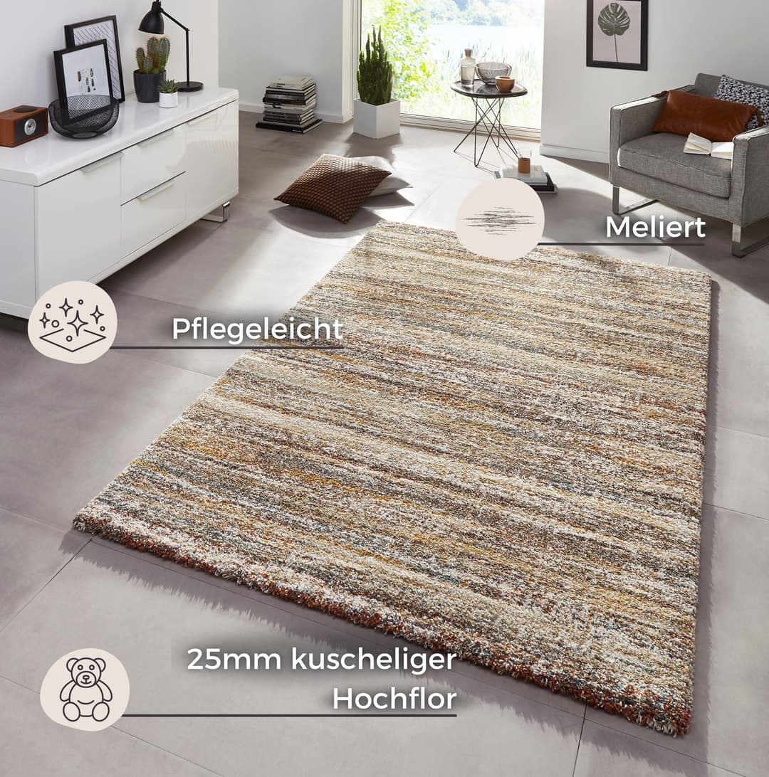 HANSE Home Hochflor-Teppich Granite | Braun