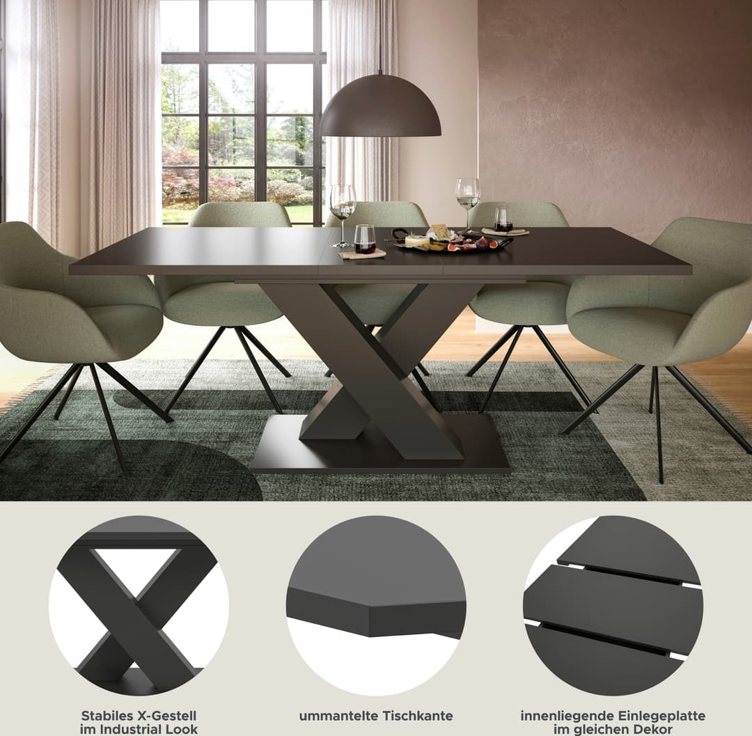 Home affaire Esstisch Motus | Grau