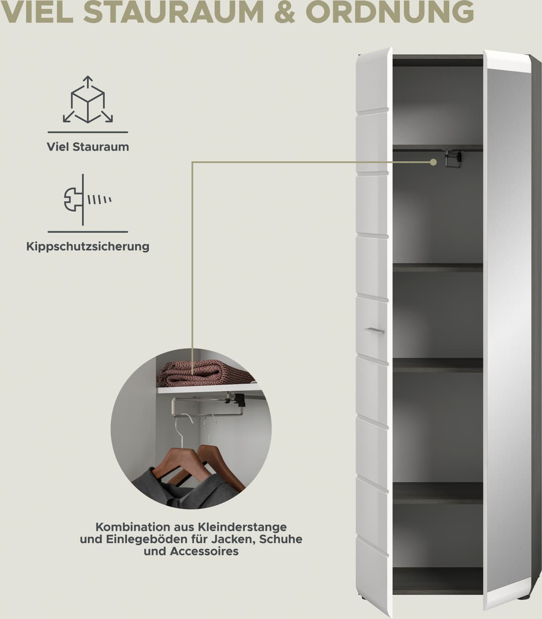 Home affaire Garderobenschrank Rumba | Weiß